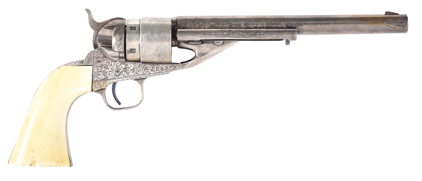 (A) RARE, ENGRAVED, AND SILVER PLATED COLT MODEL 1860 ARMY RICHARDS-MASON CARTRIDGE CONVERSION REVOLVER.