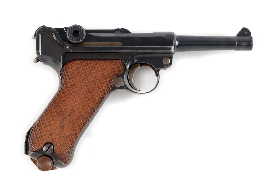 (C) 1923 SAFE AND LOADED LUGER SEMI-AUTOMATIC PISTOL.