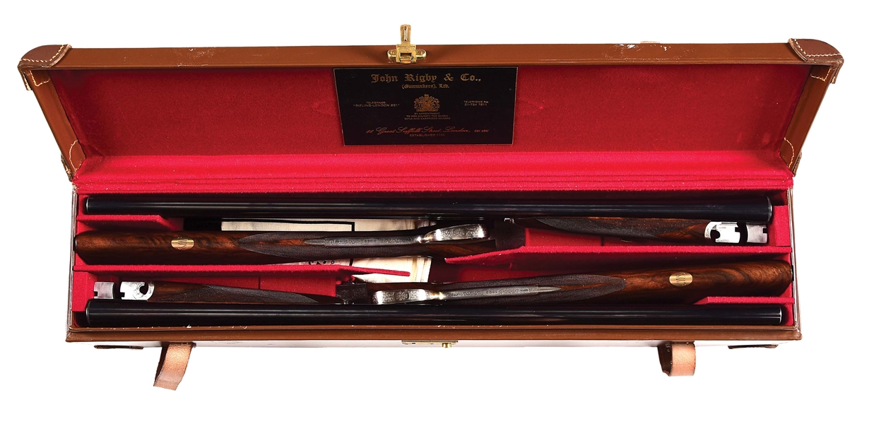 (M) PAIR OF PIOTTI "KING 1" SIDELOCK EJECTOR DOUBLE TRIGGER GAME SHOTGUNS WITH MOTOR CASE, MADE FOR J. RIGBY & CO, LONDON.