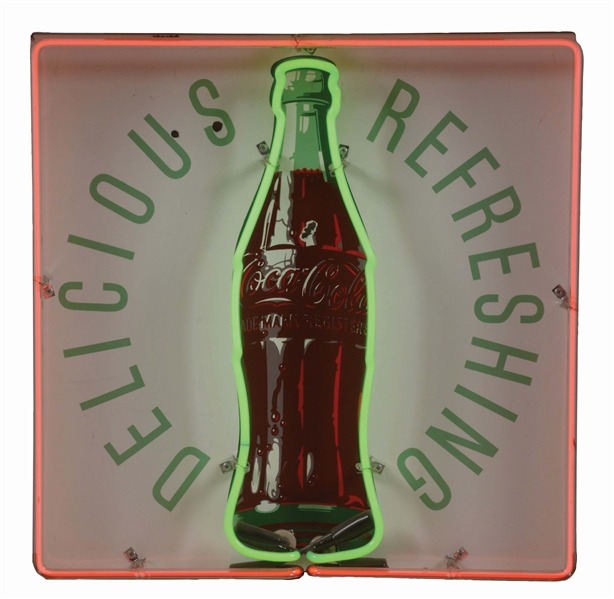 PORCELAIN COCA-COLA SINGLE-SIDED NEON SIGN.