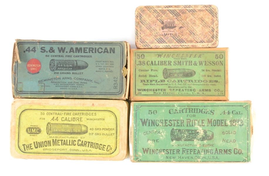 LOT OF 5 BOXES OF AMMUNITION.