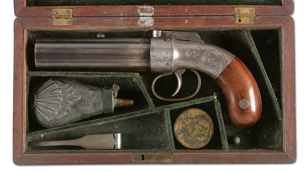 (A) LARGE CASED ALLEN & THURBER PERCUSSION PEPPERBOX.