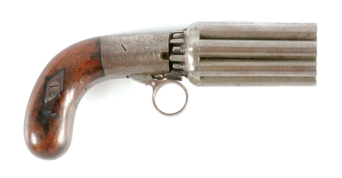 (A) BELGIAN PERCUSSION PEPPERBOX OF THE MARIETTE TYPE.