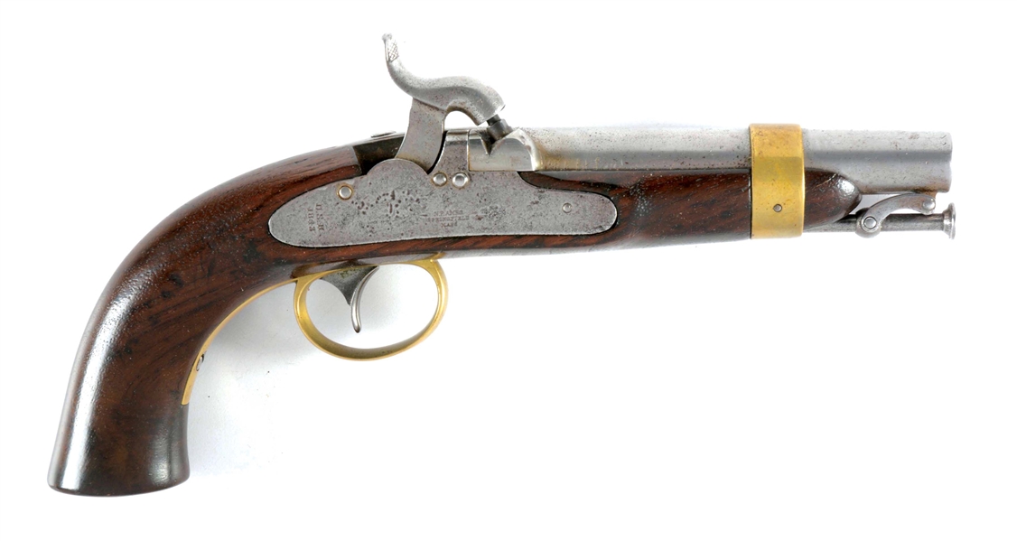 (A) EXTREMELY RARE AND DESIRABLE USR REVENUE CUTTER SERVICE MARKED AMES 1843 BOXLOCK PISTOL.