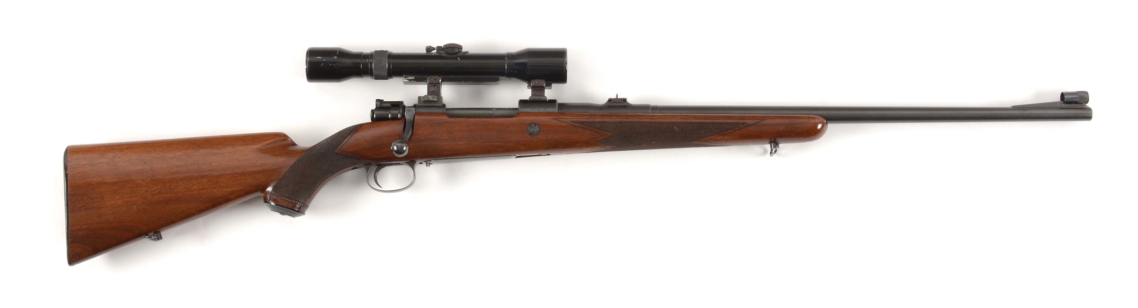 (C) FABRIQUE NATIONAL SPORTING BOLT ACTION RIFLE WITH SCOPE.