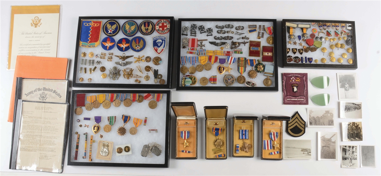 LOT OF AMERICAN MEDAL GROUPS AND SUPPORTING DOCUMENTS.