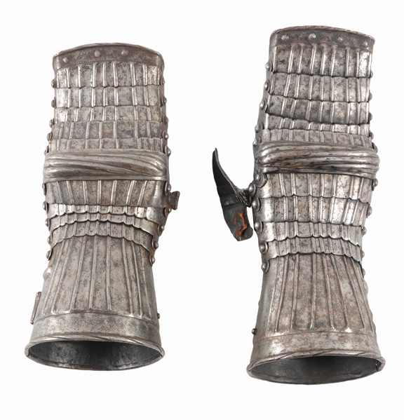 A GOOD AND RARE PAIR OF MITTEN GAUNTLETS OF MAXIMILIAN TYPE CIRCA 1550 (?).