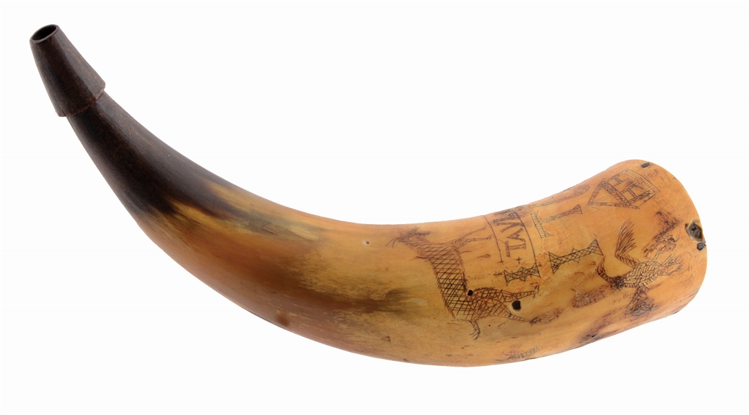 1772 DATED POWDER HORN OF I. TAYLOR.