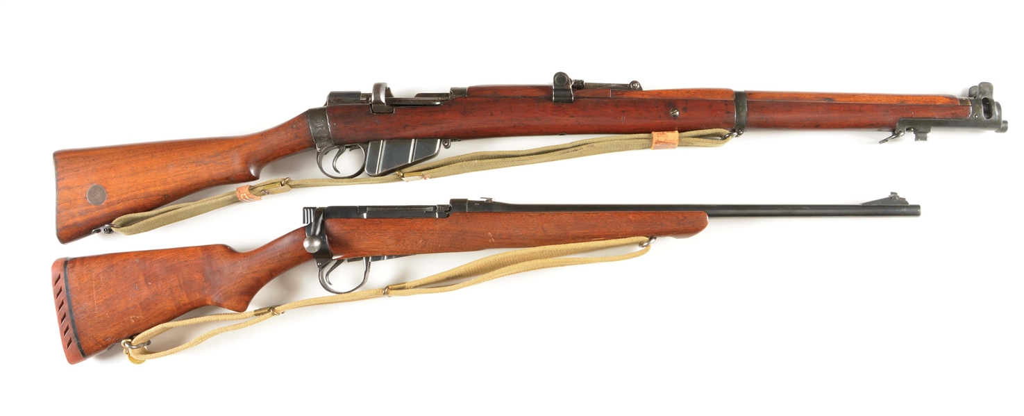 (C) LOT OF TWO BRITISH ENFIELD BOLT ACTION RIFLES: SMLE .22 AND EAL TYPE C SPORTER.