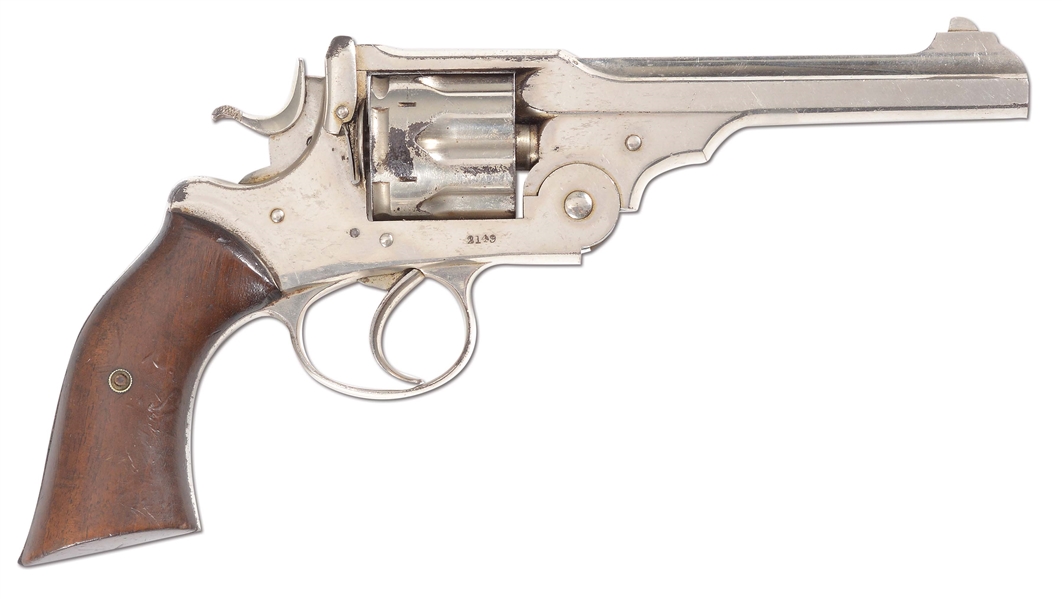 (A) DOCUMENTED WEBLEY & SCOTT FACTORY NICKEL MODEL 1889 DOUBLE ACTION REVOLVER