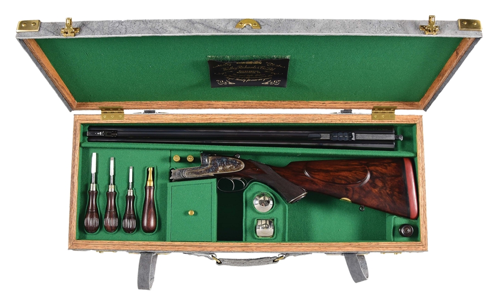 (C) WESTLEY RICHARDS & CO. SIDE BY SIDE DOUBLE RIFLE WITH CASE.