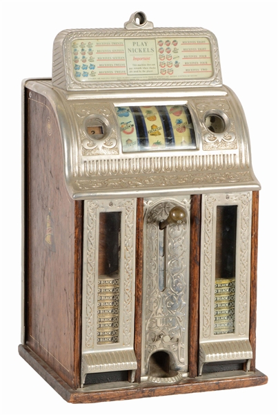 5¢ CAILLE BROTHERS VICTORY BELL GUM FRONT SLOT MACHINE.