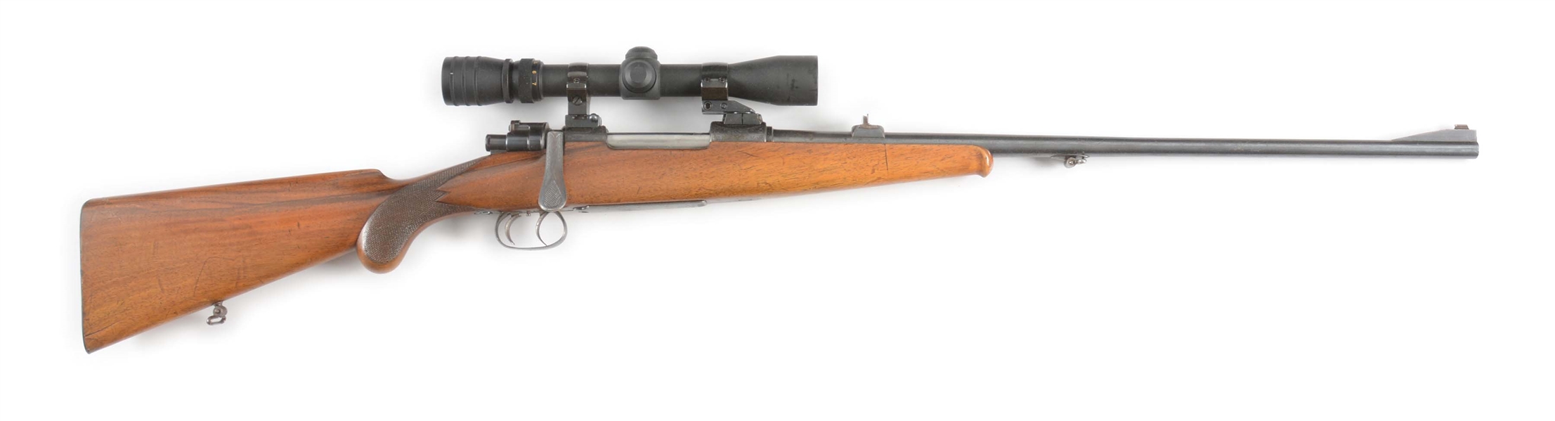(C) FERLACH MAUSER BOLT ACTION RIFLE WITH SCOPE.