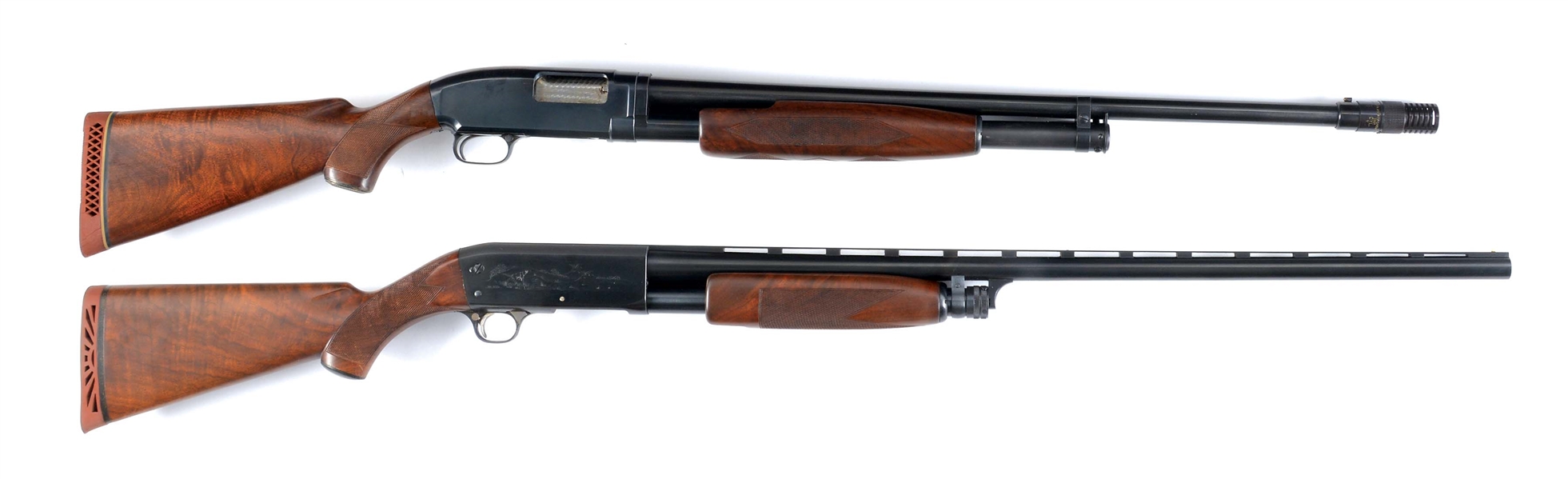 (C) LOT OF 2: WINCHESTER AND ITHACA SEMI AUTOMATIC SHOTGUNS.
