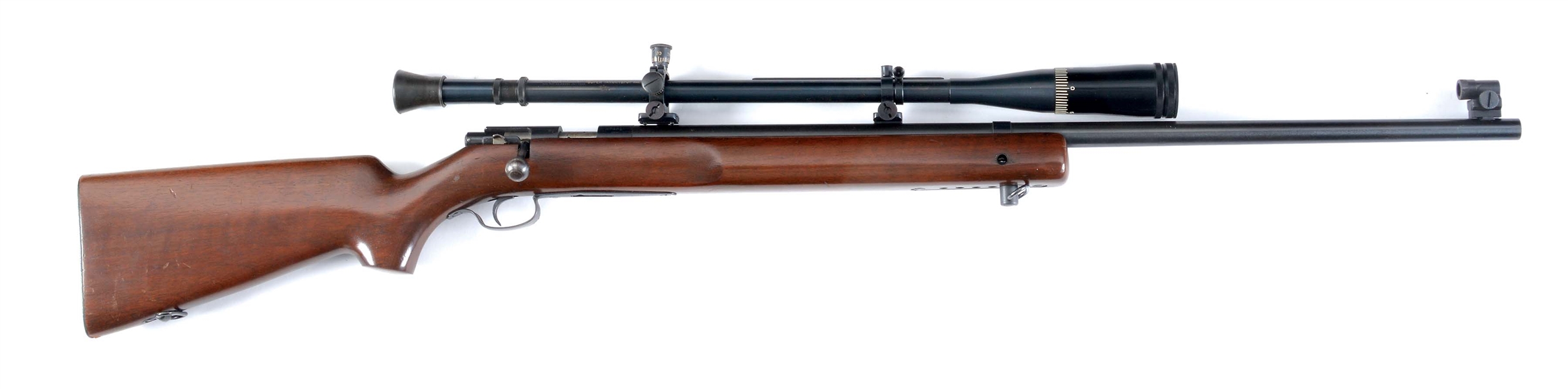 (C) WINCHESTER 75 BOLT ACTION RIFLE WITH SCOPE.