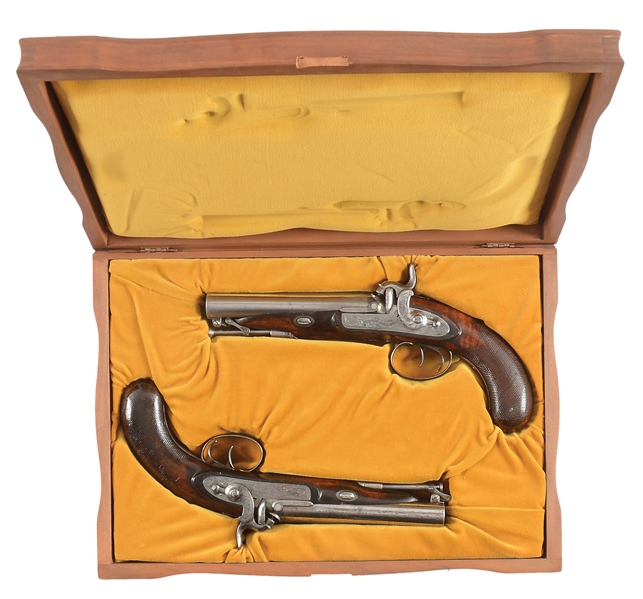 (A) CASED PAIR OF ALDEN AND SMITH PERCUSSION PISTOLS.