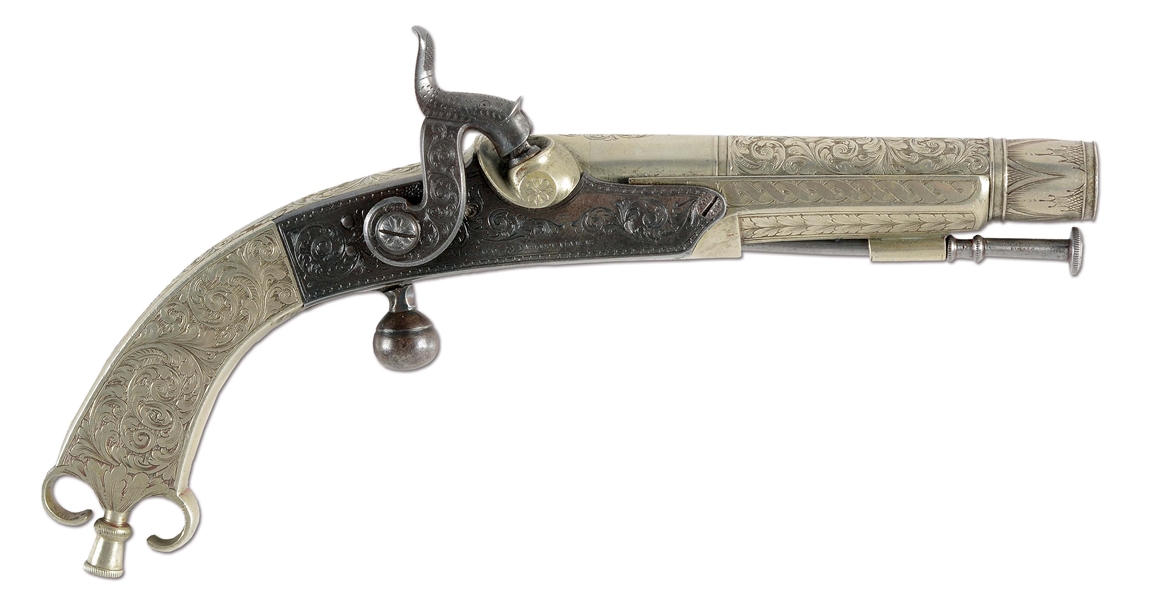 (A) GOOD SCOTTISH PERCUSSION DRESS PISTOL BY MEYER & MORTIMER.
