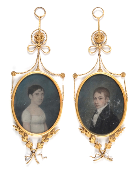 SMALL PAIR OF PASTEL PORTRAITS OF A MAN AND WOMAN. PROBABLY ENGLISH. CIRCA 1790.