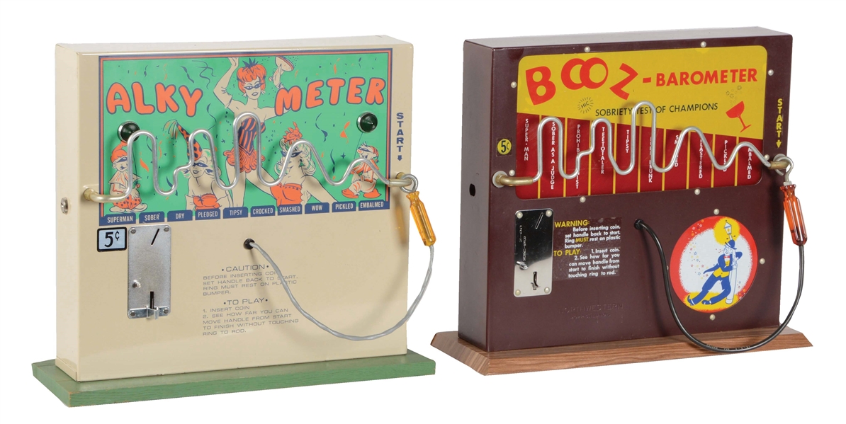 LOT OF 2: 5¢ ALKY METER AND 5¢ BOOZ BAROMETER GAMES.
