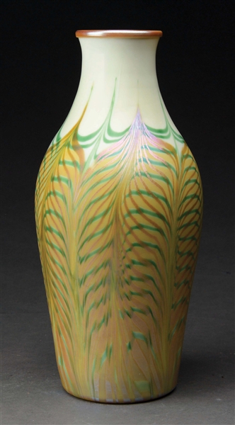 QUEZAL PULLED FEATHER VASE.