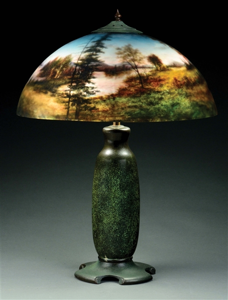 N. MAGNELL REVERSE-PAINTED TABLE LAMP.