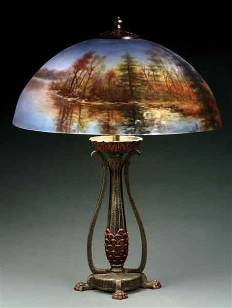 REVERSE-PAINTED TABLE LAMP.