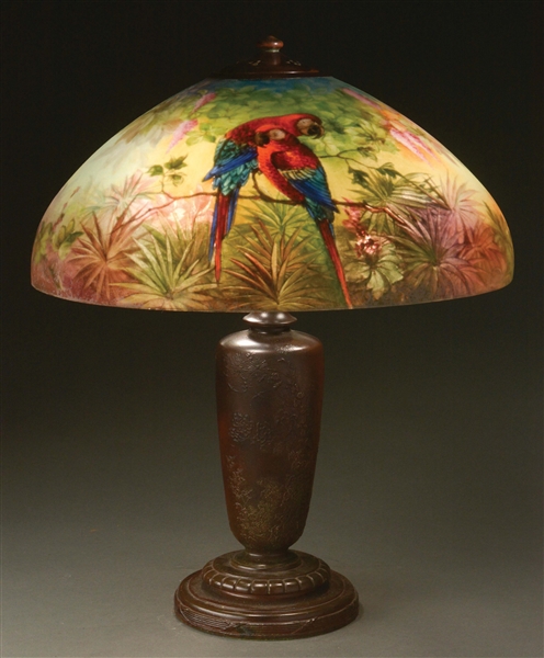 HANDEL JUNGLE BIRD TABLE LAMP.
