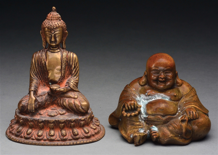 LOT OF 2: CHINESE BRONZE FIGURES OF BUDDHAS.
