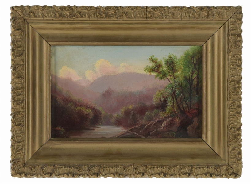 AMERICAN SCHOOL (LATE 19TH CENTURY) LANDSCAPE WITH RIVER. 