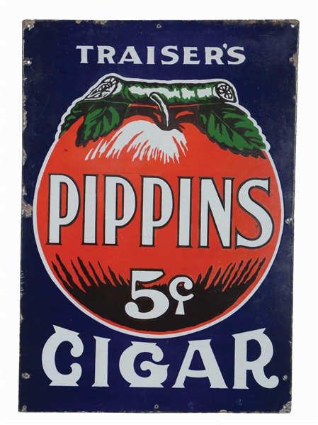 TRAISERS PIPPINS 5 CENT CIGARS SIGN.