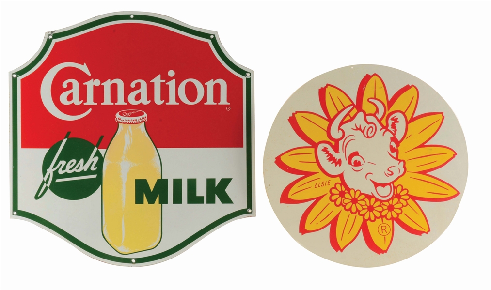 LOT OF 2: MILK ADVERTISING SIGNS.