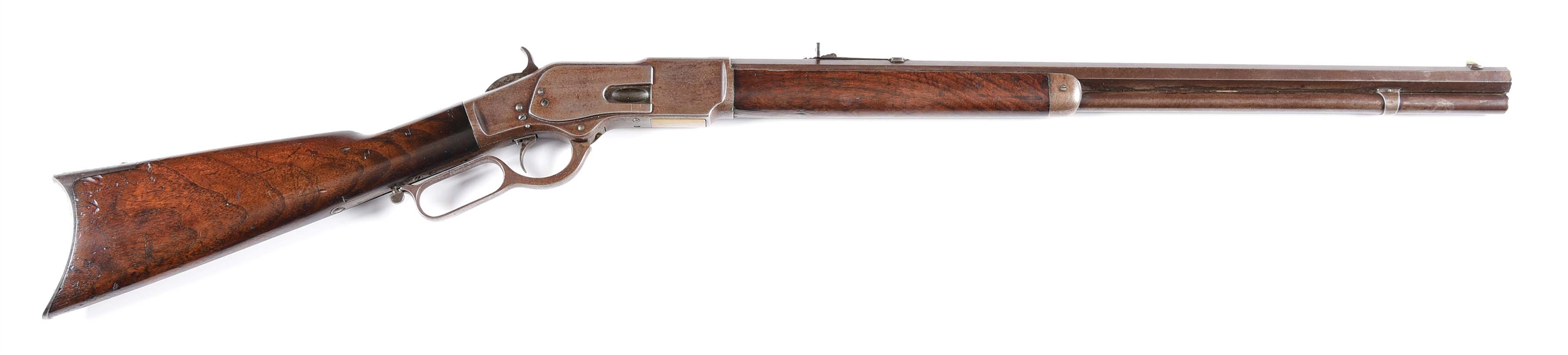 (A) RARE OPEN TOP WINCHESTER MODEL 1873 RIFLE WITH SET TRIGGER.
