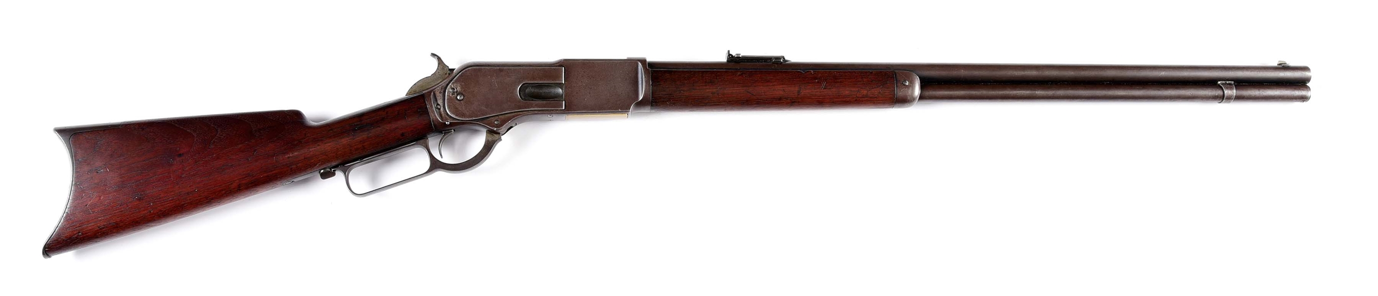 (A) WINCHESTER OPEN TOP MODEL 1876 .45-75 LEVER-ACTION RIFLE.