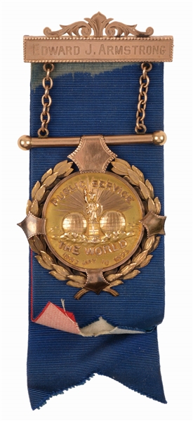 INCREDIBLE GOLD MEDAL PRESENTED TO NYPD MEMBER EDWARD ARMSTRONG FOR HEROIC SERVICE IN 1895.