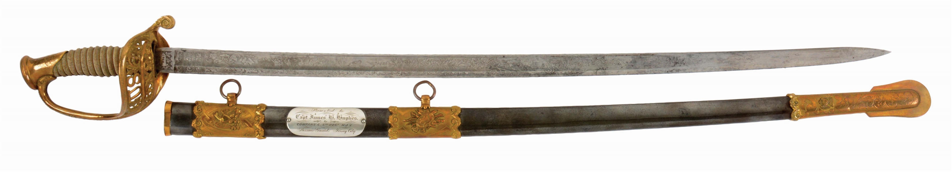 SIXTH NEW JERSEY MODEL 1850 PRESENTATION SWORD OF CAPTAIN JAMES HUGHES, W.I.A..