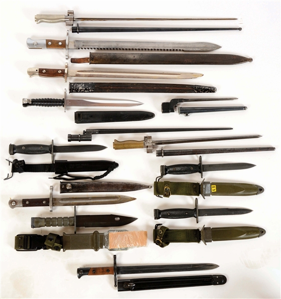LOT OF 13: MISCELLANEOUS US AND FOREIGN BAYONETS.