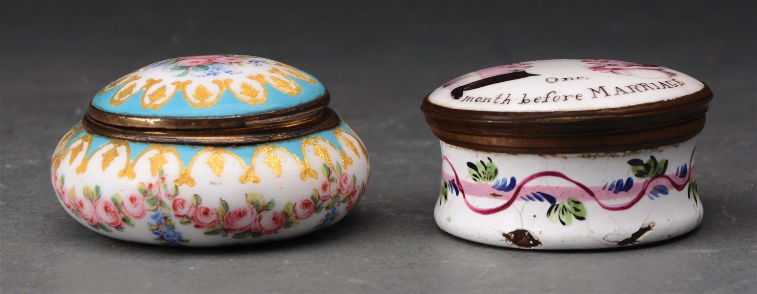 LOT OF 2: SNUFF BOX CONTAINERS.