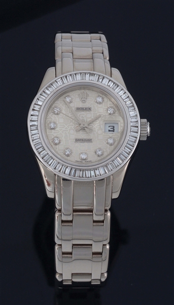 LADYS ROLEX PEARLMASTER 80319 IN 18K WHITE GOLD WITH DIAMONDS.
