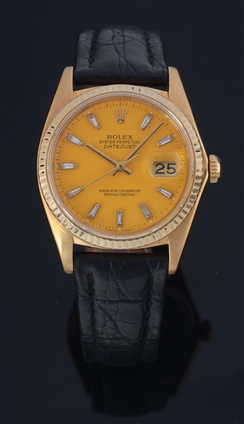 MENS ROLEX 16018 DATEJUST IN 18K YELLOW GOLD WITH DIAMOND DIAL.
