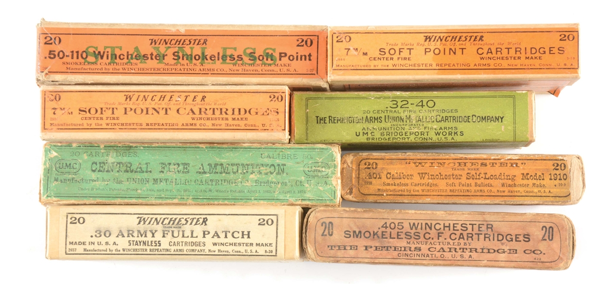 LOT OF EIGHT: EIGHT BOXES SOFT POINT AMMUNITION.