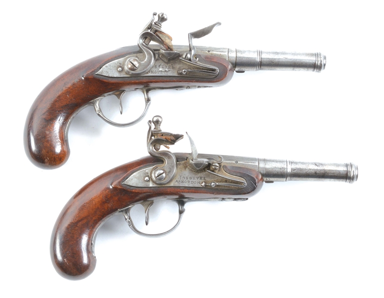 (A) PAIR OF EARLY FRENCH SCREWBARREL PISTOLS.