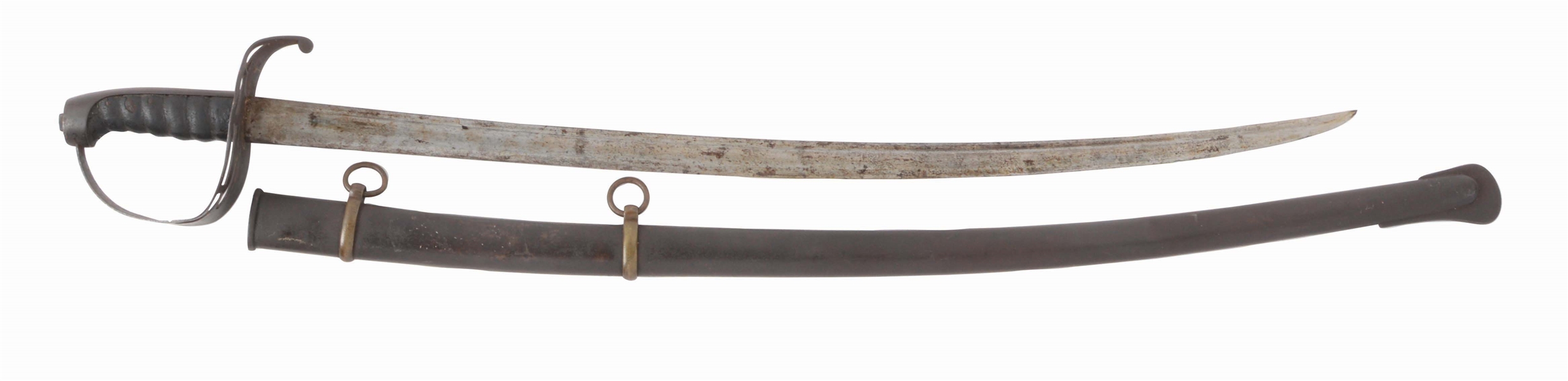 RARE REGIMENTALLY MARKED AND CONFEDERATE ALTERED FIRST MODEL VIRGINIA MANUFACTORY CAVALRY SABER WITH SCABBARD.