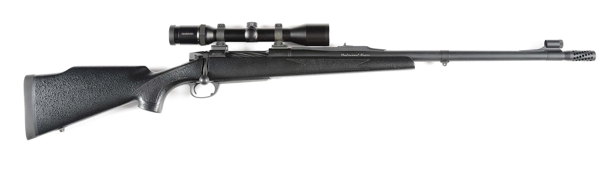 (M) JARRETT PROFESSIONAL HUNTER .450 RIGBY BOLT ACTION RIFLE WITH SCOPE BUILT ON A MCMILLAN BROS ACTION.