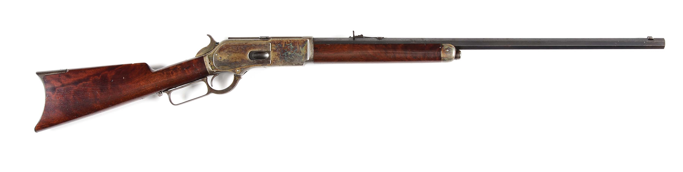 (A) WINCHESTER 1876 .50 WINCHESTER EXPRESS LEVER ACTION RIFLE WITH ROCKY MOUNTAIN HISTORY.