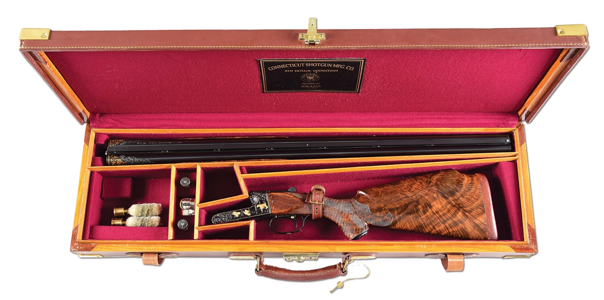 (C) STUNNING BILL MAINS ENGRAVED AND GOLD INLAID WINCHESTER MODEL 21 12 BORE WITH CASE.
