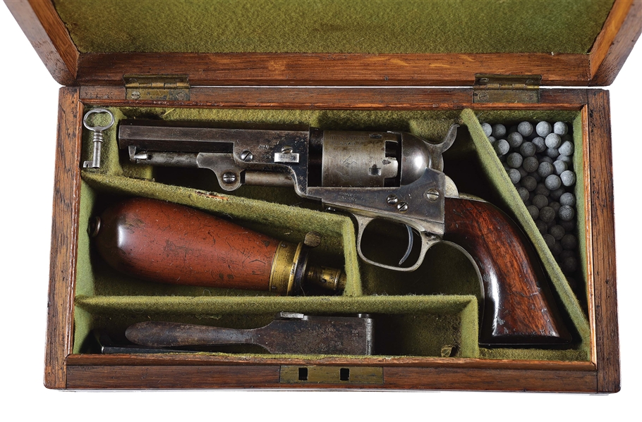 (A) LONDON 1849 COLT POCKET WITH CASE AND ACCESSORIES.