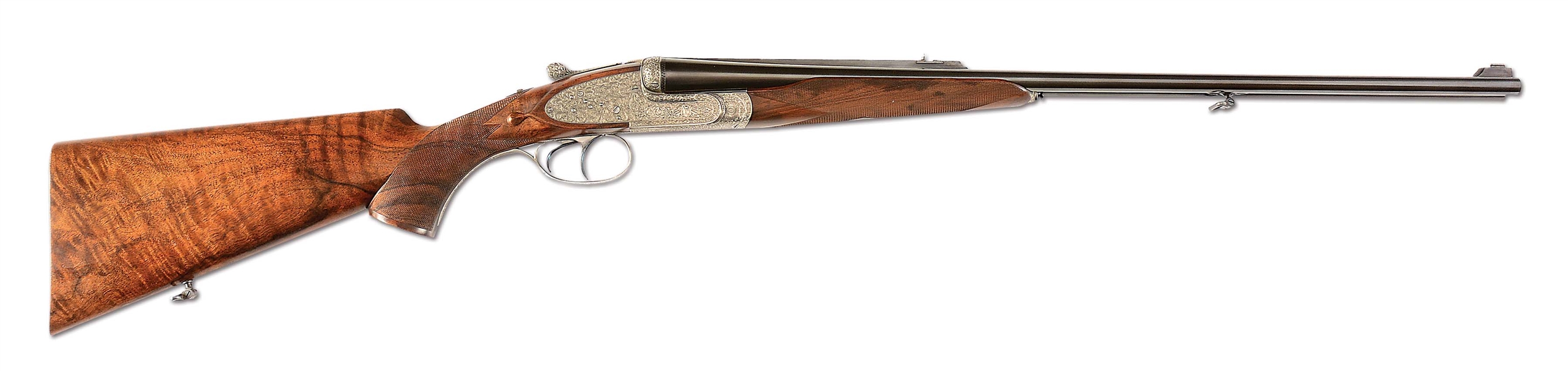 (M) SUPERB "LEBEAU COURALLY" TYPE SIDELOCK EJECTOR DOUBLE RIFLE IN 9.3X74R WITH BAROQUE ENGRAVING BY CAPECE.