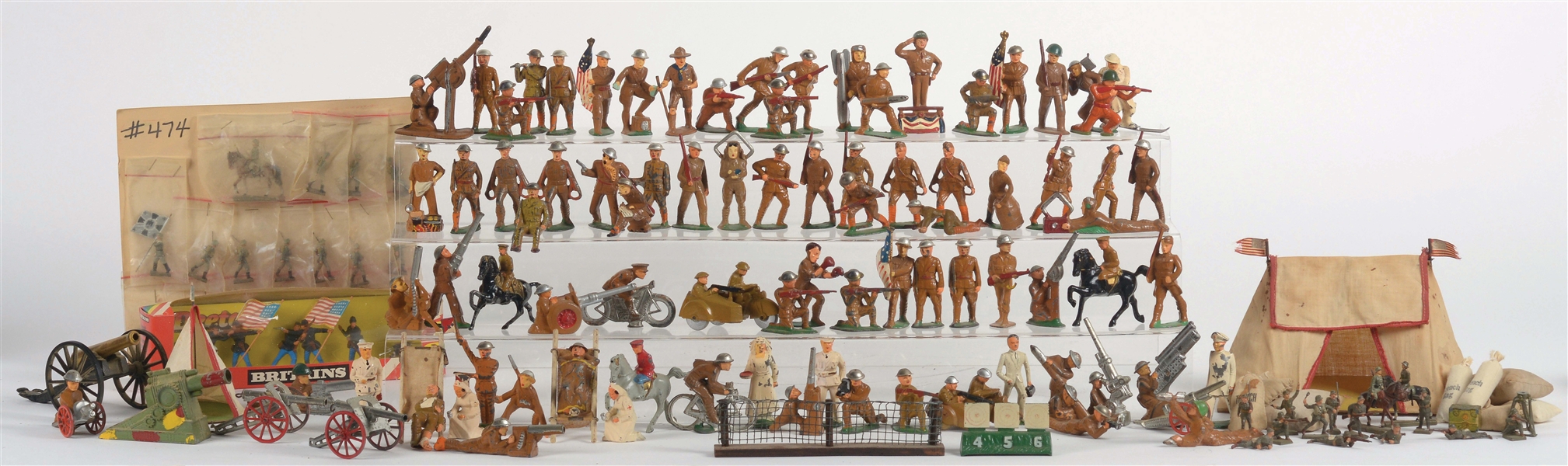 LARGE COLLECTION OF OVER 200 VARIOUS SLUSH MOLD, BARCLAY, DIMESTORE AND LINEOL FIGURES.