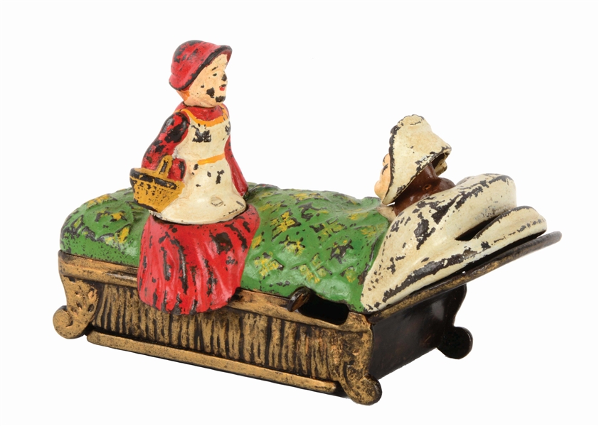 W.S. REED RED RIDING HOOD CAST IRON MECHANICAL BANK.
