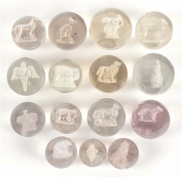 LOT OF 15: SULFIDE MARBLES.